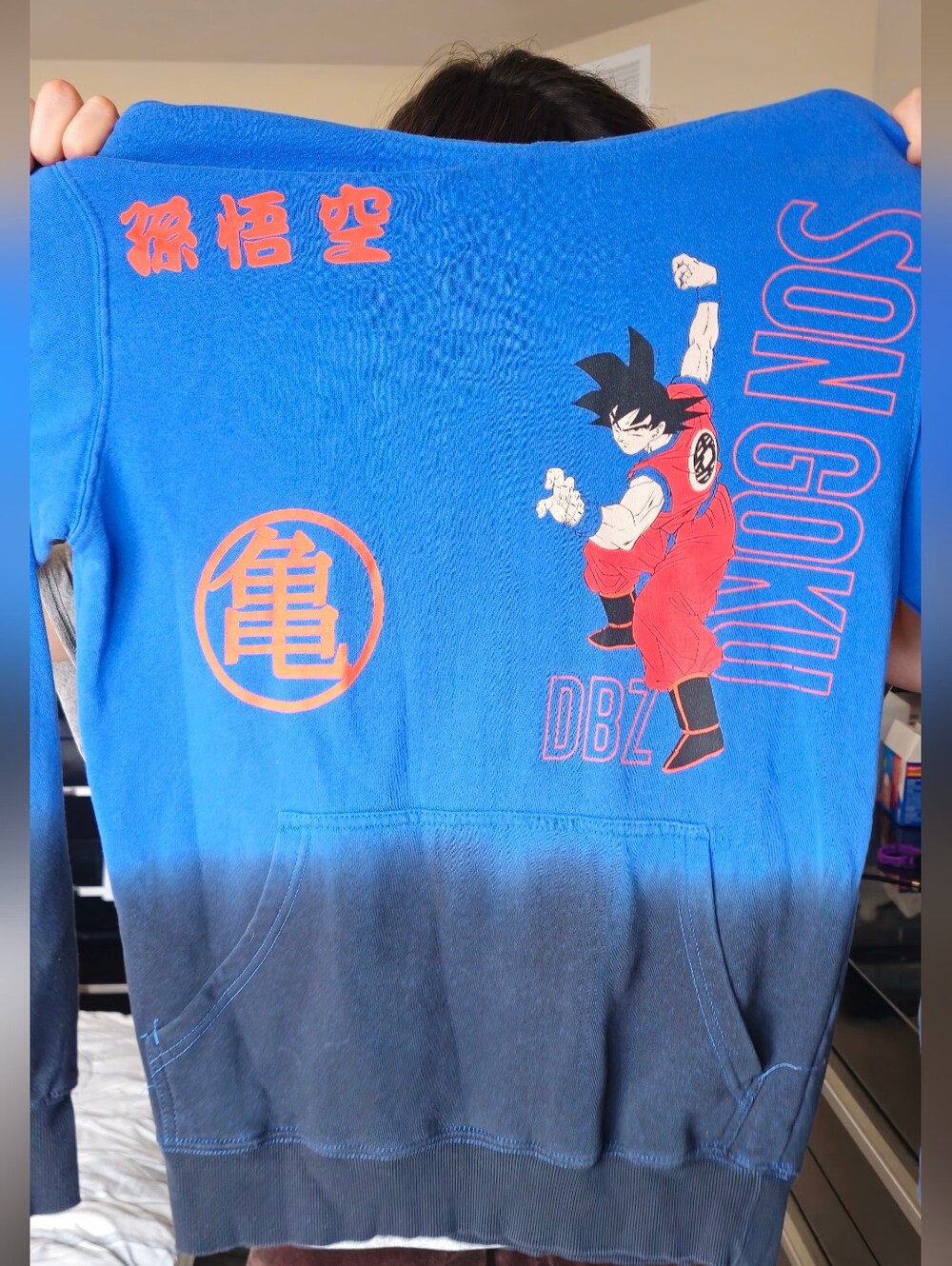 Dragon Ball Z Goku Graphic Hoodie - Blue with Black Ombre